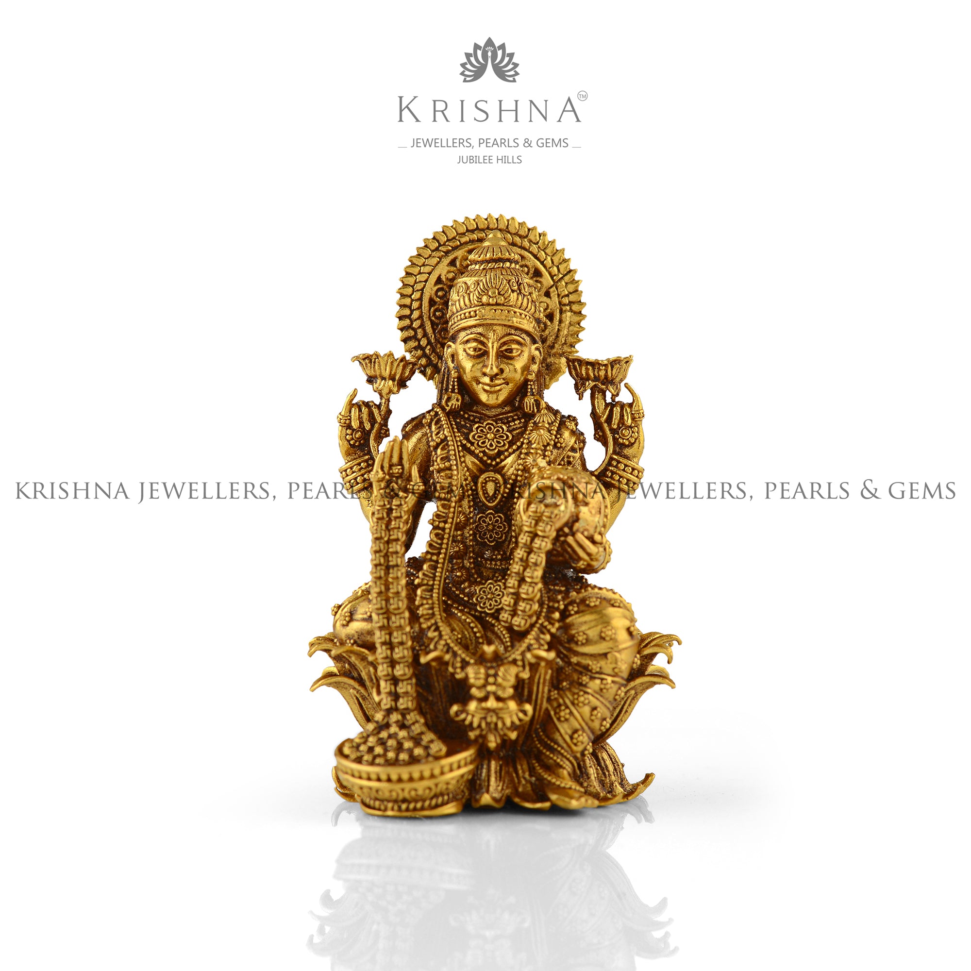 Laxmi Idol in Pure 22K Gold - Krishna Jewellers Pearls and Gems